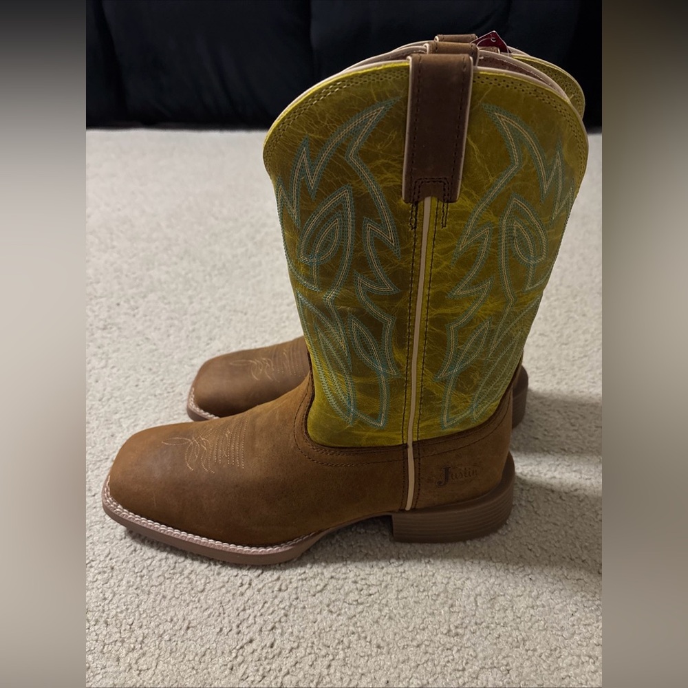 Justin Boots Men’s 11D Canter Clay Brown Water Buffalo Square Toe SE7515 Cowboy